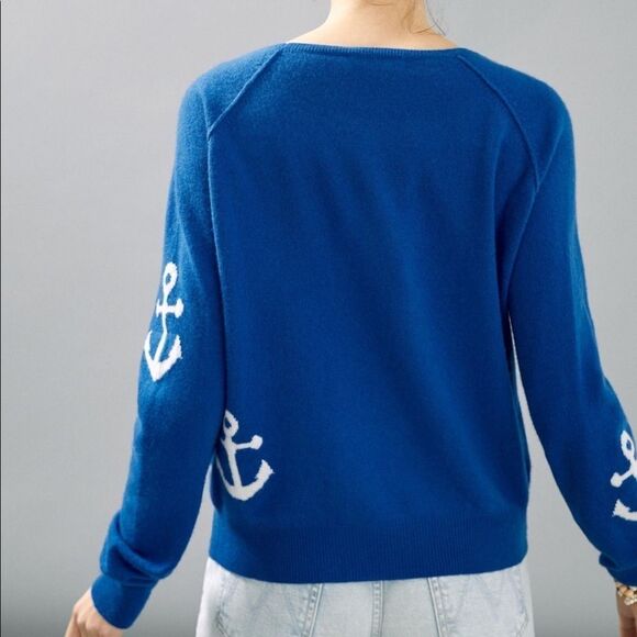 NWT Anthropologie Brodie Anchors Away Cashmere Sweater Medium B-1148 - Picture 2 of 6